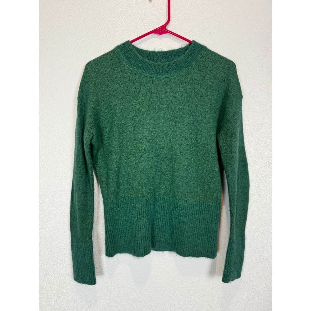 Banana Republic Sweater Womens XS Green Wide Sleeve Crew Alpaca Blend Coxzy